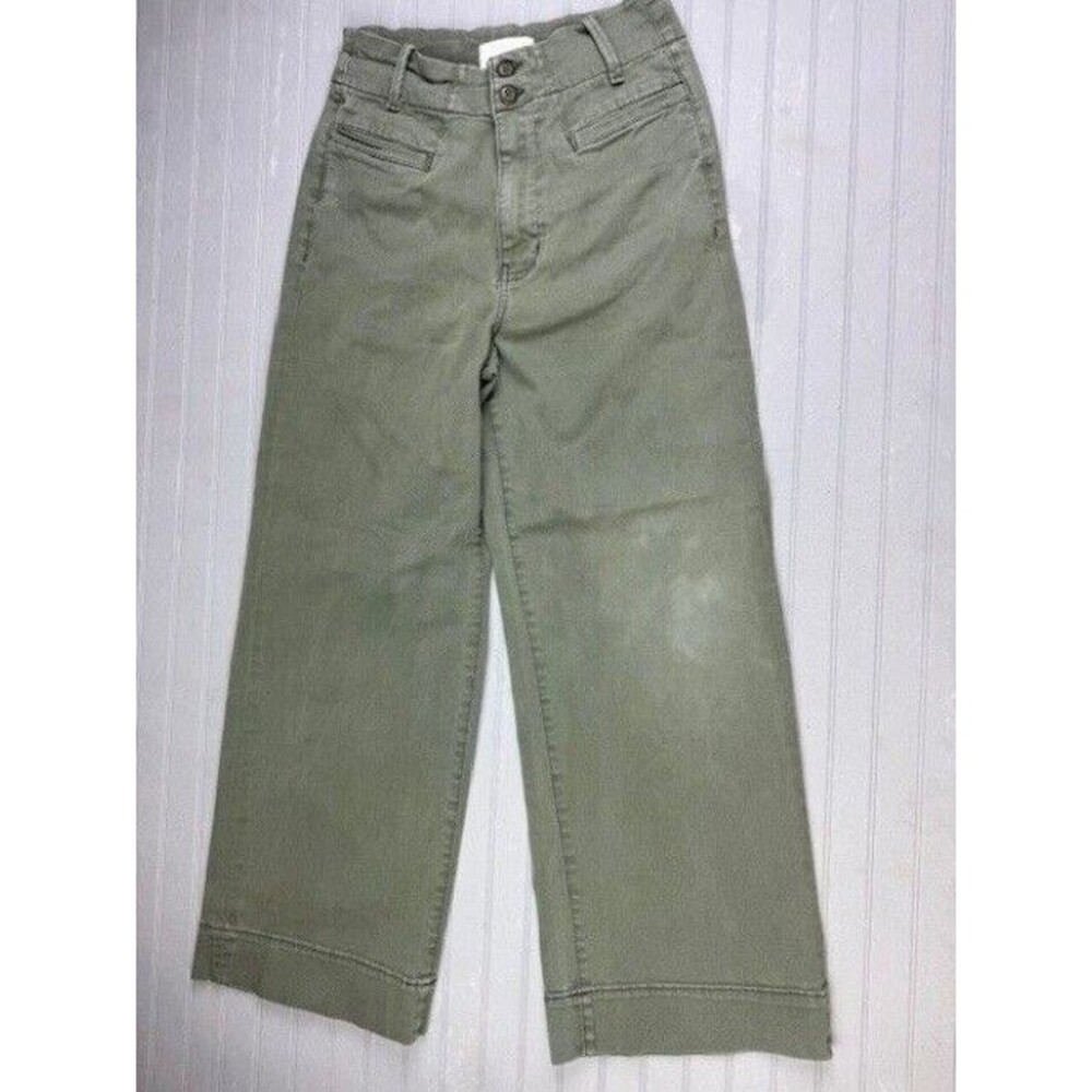 Du/er 26x28 Womens Jeans Green Wide Leg High Rise Stretch (Actual Inseam 26.5)